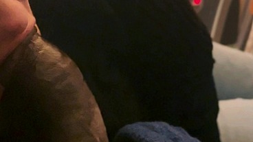 Giving a nice black cock that good gum treatment