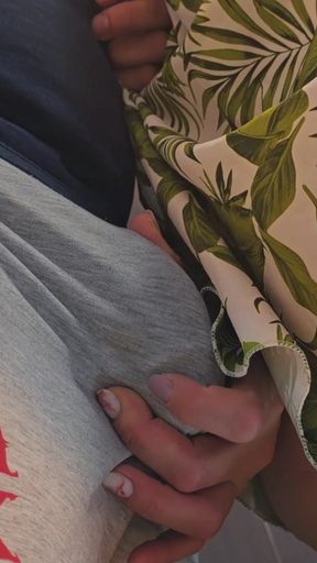 Risky Touch On Public Bus! Random Guy Slide His Dick Under Her Skirt And Ejaculate Inside Girl's Panties