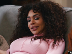 Redhead MILF Sophia Locke playing with her latina tranny GFs dark cock