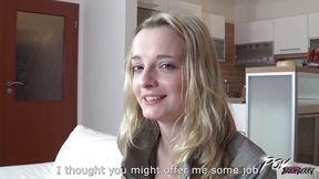 Blonde slut came for sweet creampie and leave