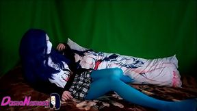 DashaNoihara #28 - Femboy playing with dakimakura and caressing himself in blue pantyhose