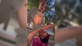 City Horny Girls In Sticky and Public Happiness On The First Floor Balcony