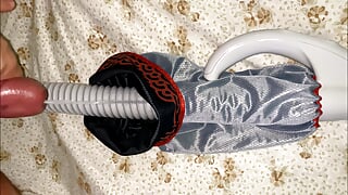 Small Penis Shooting A Load In Vacuum Cleaner Hose Socks - Messy Cumshot