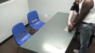 Policewomen fuck hung black stud in the interrogation room