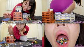 Wakana Yamori - Giantess cute girl Smashing by Butt and Sole, Spitting, Licking by Huge Tongue, Swallowing Tiny poor citizens - 1080p