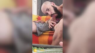 My mate's hubby tongues my butt.