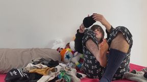 FTM Emo Femboy trying on TONS of dirty old mismatched socks