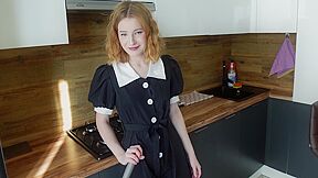 Maid Let Him Fuck Her Tight Pussy