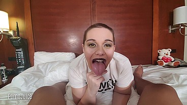 Short vers 32 weeks pregnant practical joker swallows black cum starring Submissive Kitten