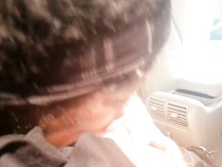 Young ebony honey giving favourable white chap road head