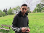 CZECH HUNTER 424 -  Twink Enjoying A Smoke By The Park Gets A Massive Cock Raw