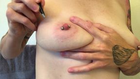 Plucking My Long Blonde Nipple Hairs