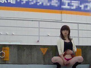 Japanese Crossdresser Outdoor Flashing.