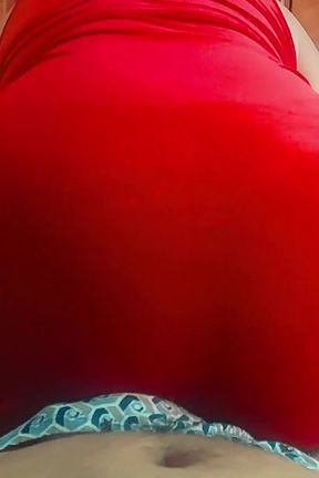 POV: I Lifted My Red Dress and Squeezed All the Milk Out of Her by Grinding My Ass Against Her Cock