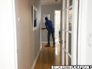 Ebony pair gets caught screwing by the gal's stepmom - ebony porn