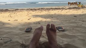 Thick White Cum - Nudist Beach - Cum Feet Socks Series - Manlyfoot Episode 1