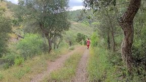 Facial outdoor in red lingerie