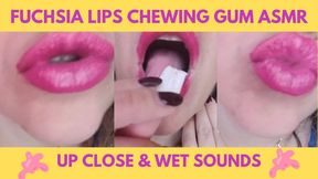 Fuchsia Lips Chewing Gum ASMR – Up Close & Wet Sounds