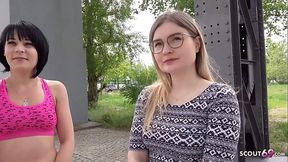 GERMAN SCOUT - ZWEI ZARTE BERLINER GIRLS ZU IHREM ERSTEN FFM DREIER &Uuml_BERREDET