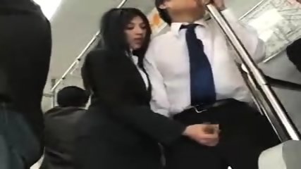 Asian Handjob in Public Bus