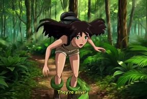 Explorer girl bound in teasing vines that give her  Bound in teasing vines that  intimate pleasure