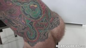 Tattooed stallion Atlas Grant anal stretched hard bareback