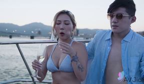 stacy and friends spend the day on a boat playing and fucking