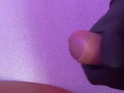 Guy masturbates doctor in black gloves