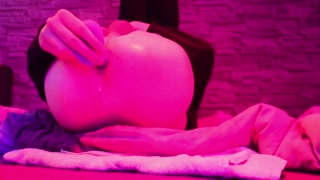 Femboy has solo fun with blue cock♡