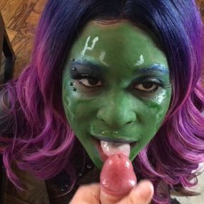 Gamora Gags On Quill&rsquo;s Cock : Cosplay Facefuck, Deepthroat Throatfuck Blowjob