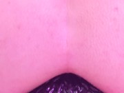Close up extreme anal stretching with massive knot dildo
