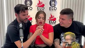 Blonde podcast host takes hardcore doggystyle fucking with big cock