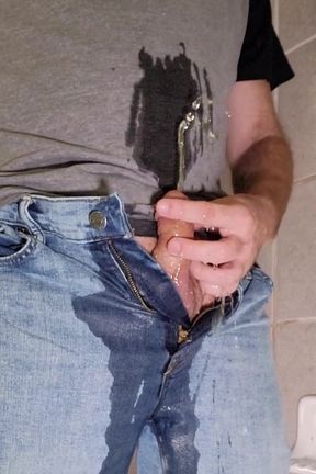Wetting My Jeans, Playing with My Pee, and Cumming Hard