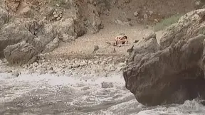 Hot MILF blonde seduces boyfriend into anal sex by the sea