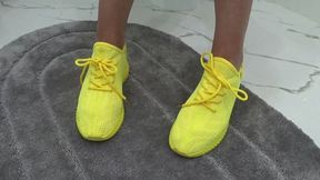 LORY actively wiggle my toes in my yellow sneakers