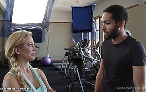 Camera man bound fitness instructor