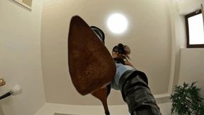 I'll crush you under my boots, tiny slave!