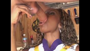 Black Cheerleader Has a Big Hard Cock for Her Wet Pussy