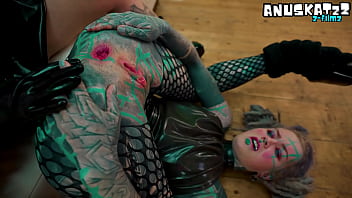 Anal Fist and Squirt fun - Goth Lesbians go Wild in Latex - Fisting, Squirting, Gapes