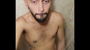 Beautiful Latino Jerking His Big Uncut Cock In The Shower Until He Cums And Eats His Own Load