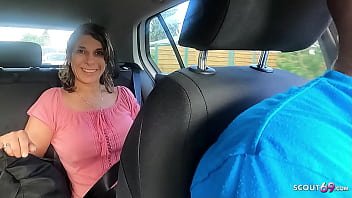 Turkish Mature from Germany seduce to Car Threesome Fuck by two Guys