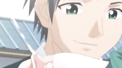 Big-titted cartoon babe in glasses enjoys an unexpected threesome in the great outdoors