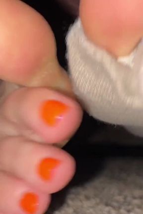 Ripped Sock Fetish Wiggling Toes POV