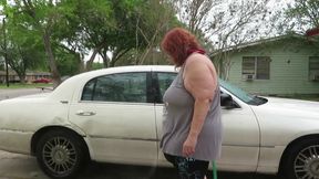 Sexy Mature bbw redhead  Nurse Vicki washes her car!