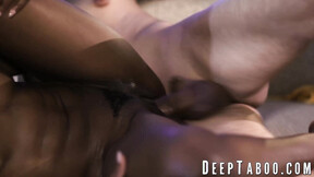 Ebony beautiful babe Nicole Kitt gets a free ride to Donny Sins huge penis