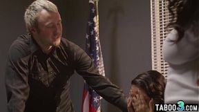 Ebony MILF August Skye and husband confronting with the latina counselor