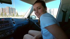 Cum-hungry road head in public POV