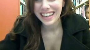Perpetually naughty webcam slut is using her vibrator in the library