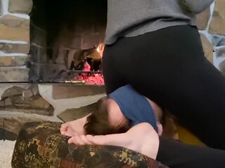 Cozy Facesitting in my Leggings & Nude Butt Smothering by the Fire