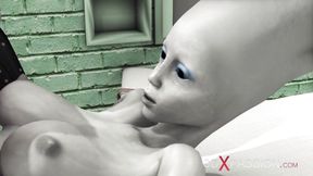 Female alien in a prison gets fucked hard by a hot dickgirl